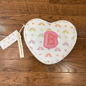 Stoney Clover Lane x Roller Rabbit Cotton Candy Clouds Heart Pouch with B Patch
